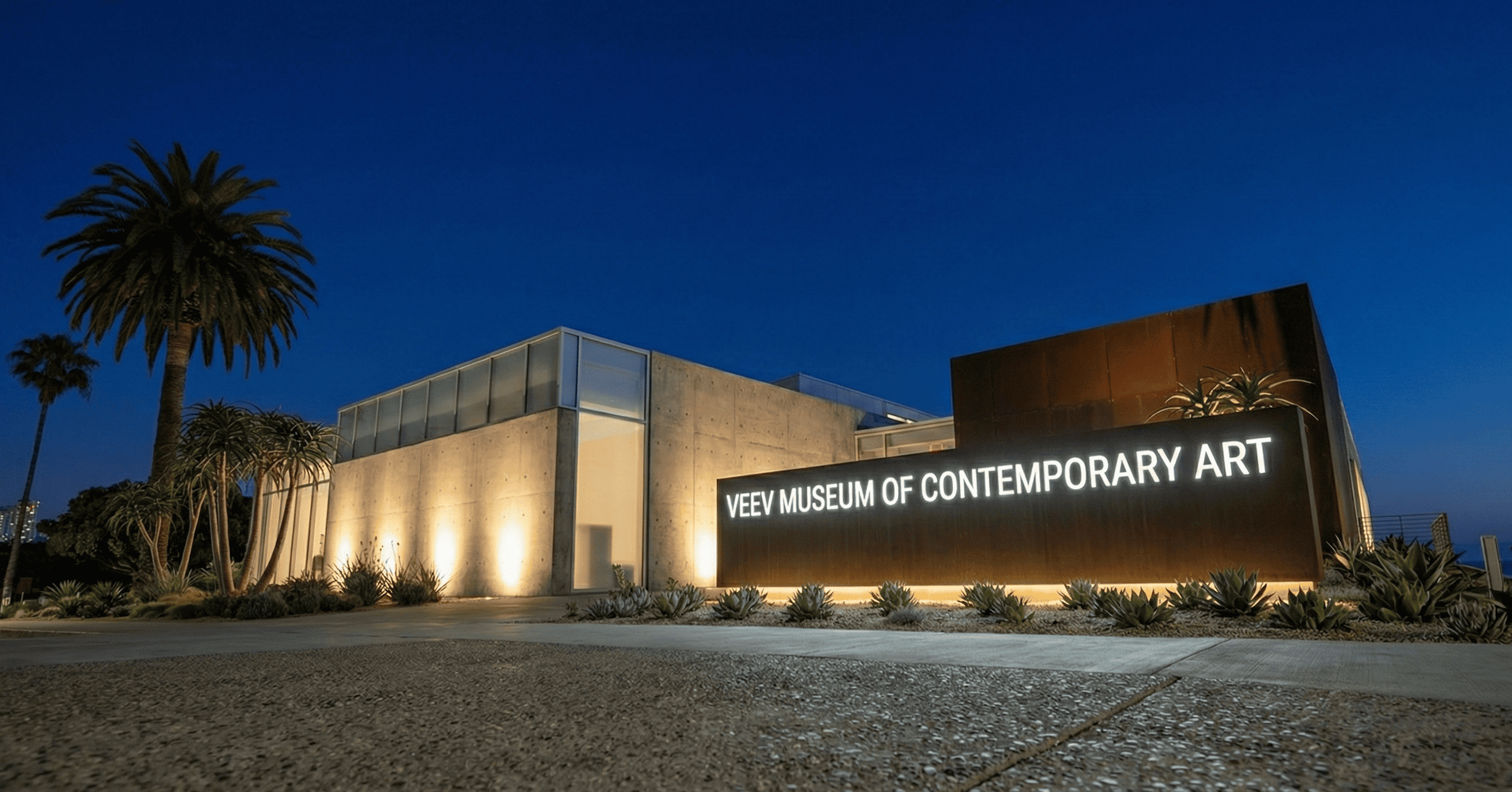 Exterior of Contemporary Art Museum at Night